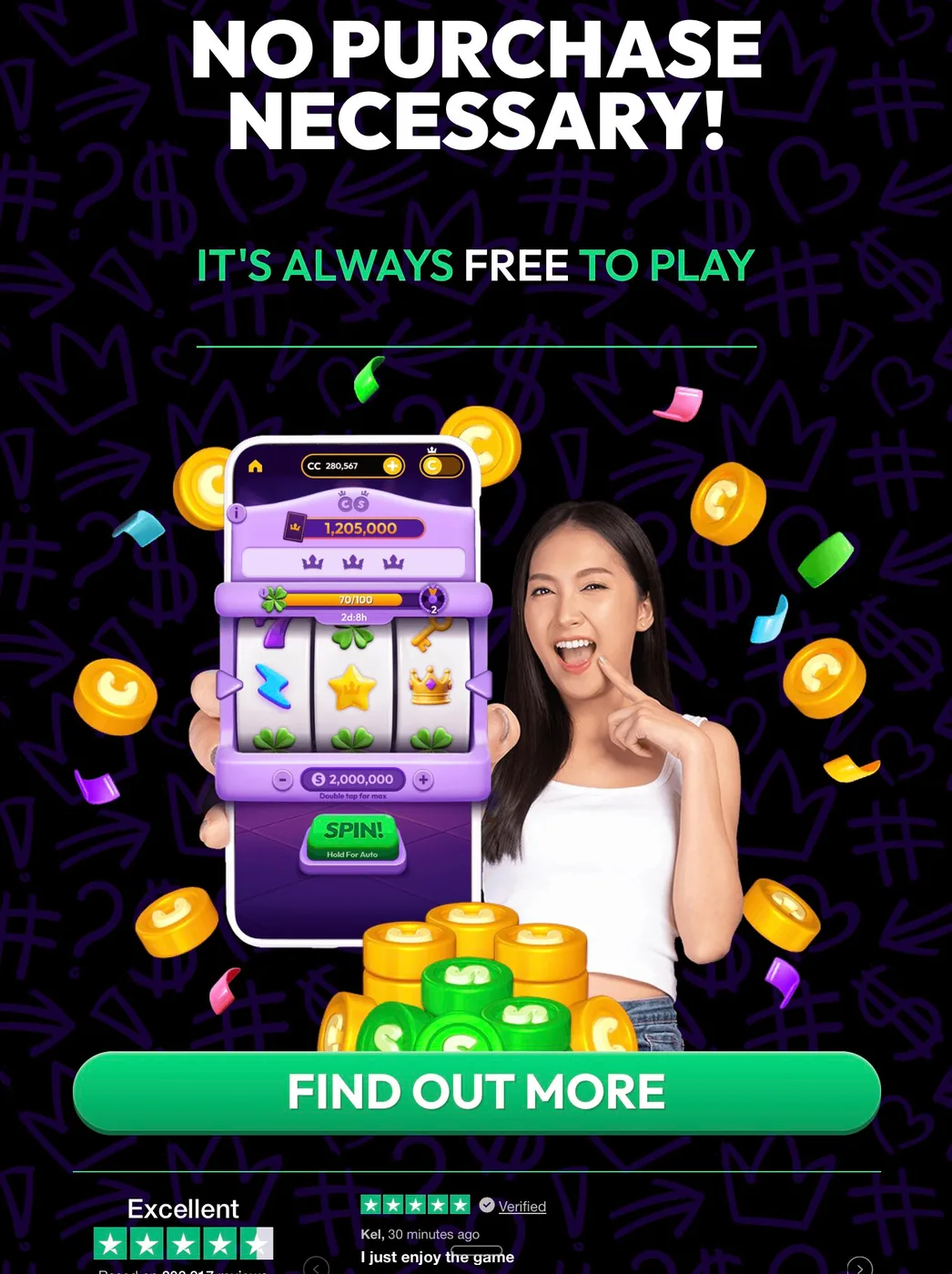 Crown Coins games and features screenshot