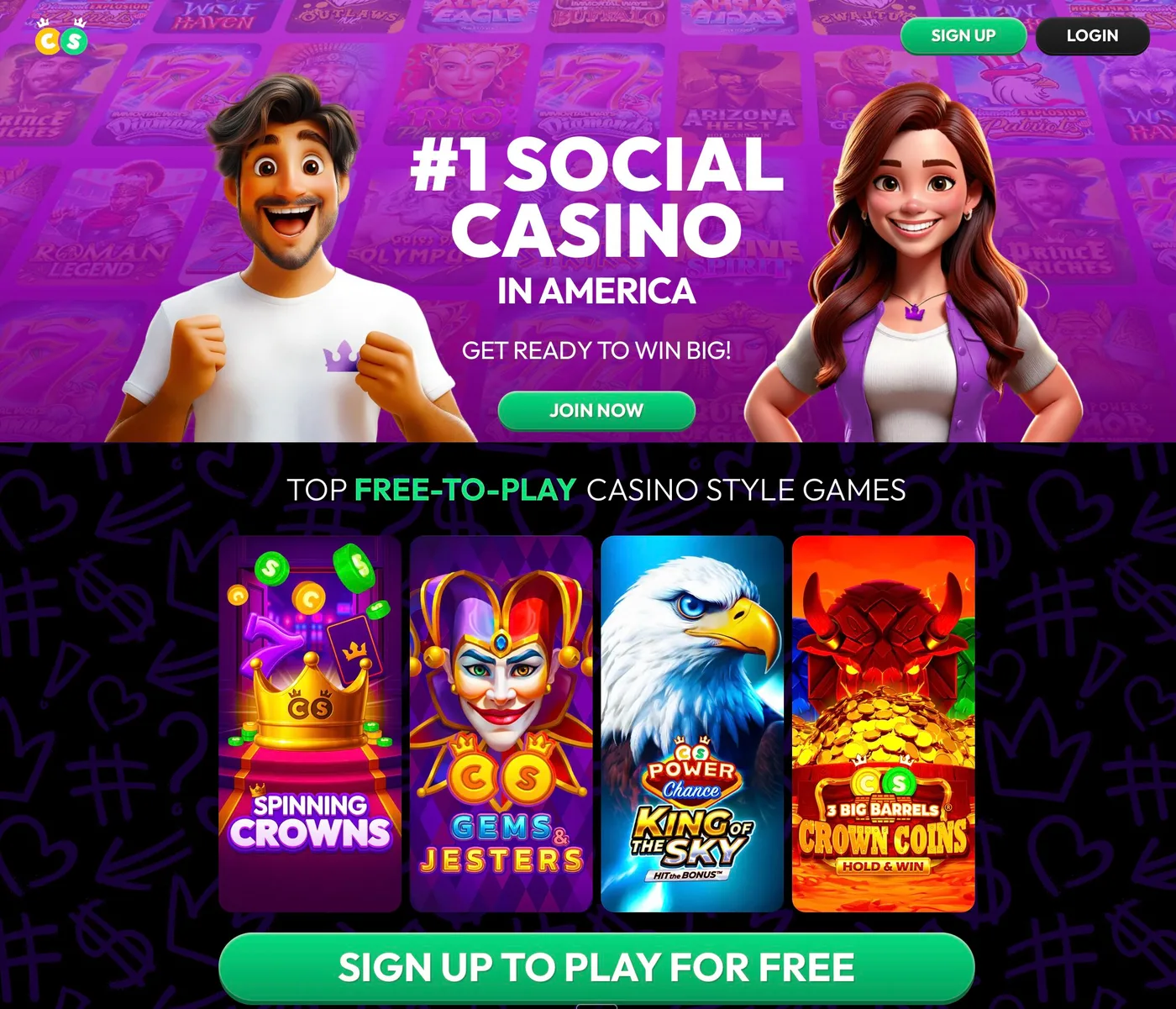 Crown Coins home page screenshot