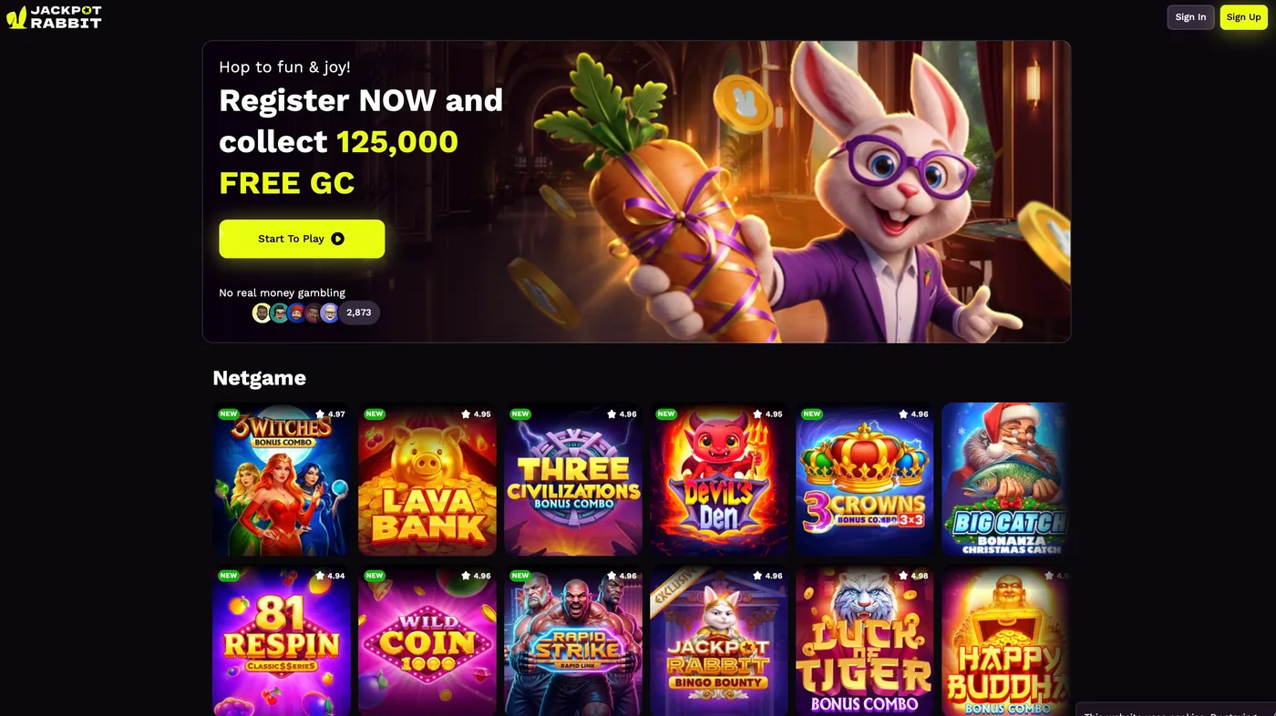 Jackpot Rabbit home lobby screenshot