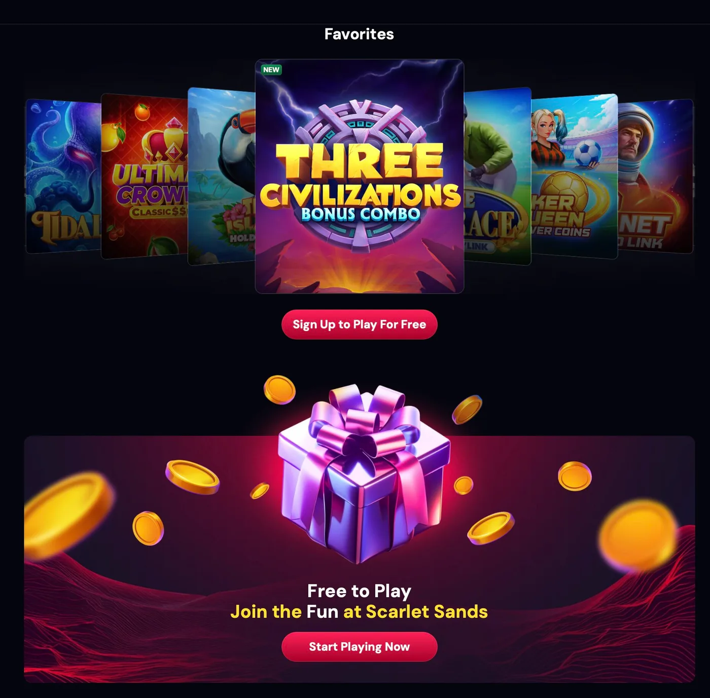 Scarlet Sands games and features screenshot